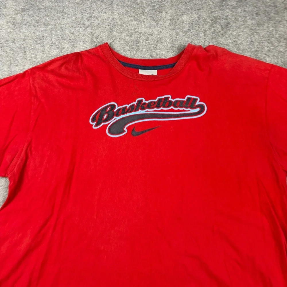 Vintage Y2K Nike T-Shirt Mens XXL Red Graphic Basketball Center Swoosh Surf‎ 90s